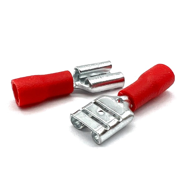 Boltsandnuts.Com Fork Terminal, 16 AWG, 600 V, PVC, Vinyl Insulated, Red, 100 PK EL-2216-FSPADE-VR-100 - main